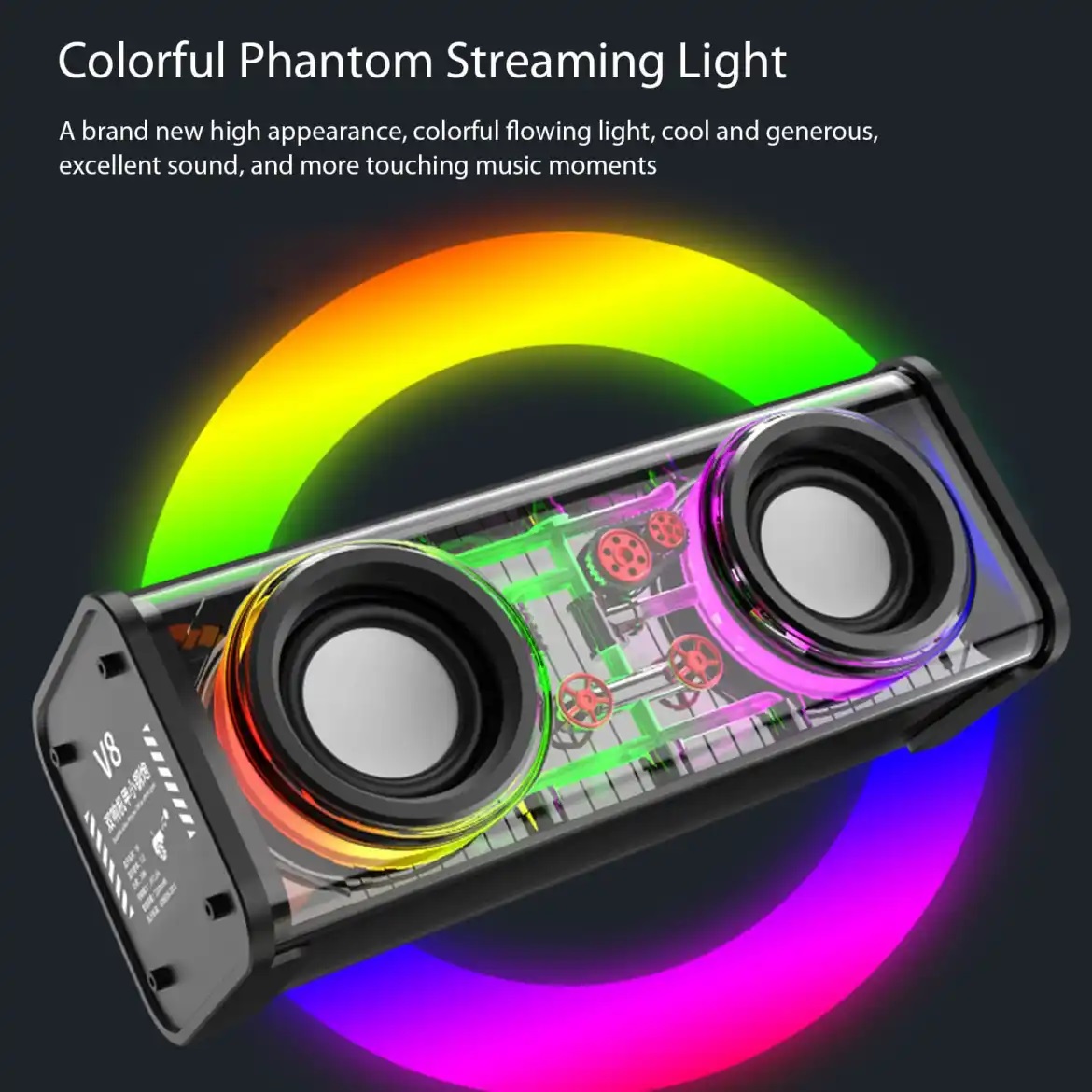 Mecha V8 Transparent 10W RGB Colorful Lights Bluetooth Speaker